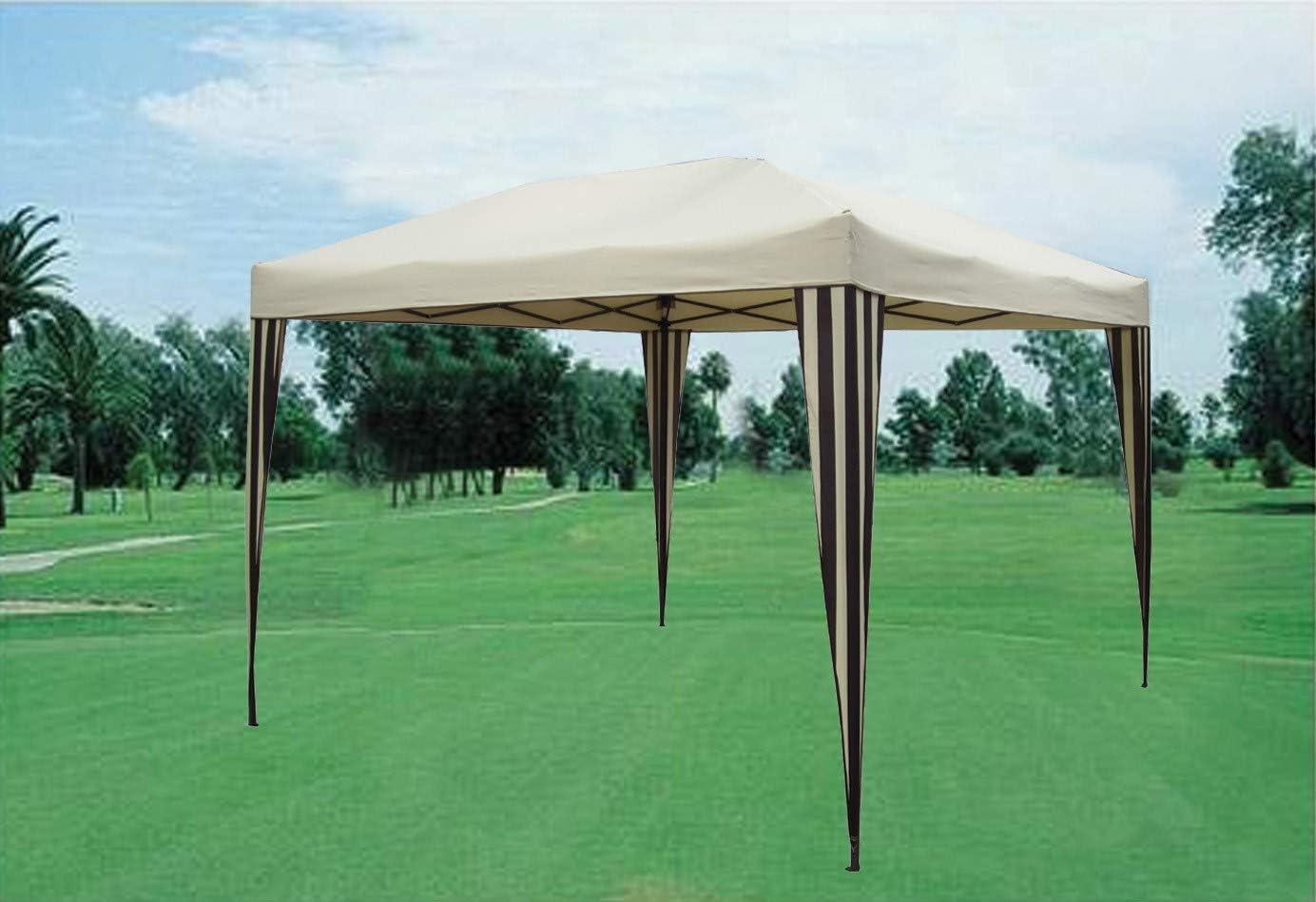 Gazebo in alluminio ripieghevole e top in poliestere 300x300 marrone.